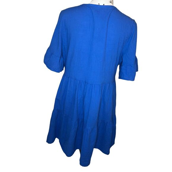 Fancyinn Dress Sz M Short Sleeve Cotton V-Neck Knee Length‎ Royal Blue - Picture 8 of 12
